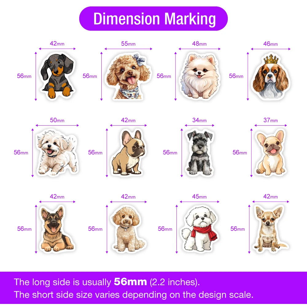 stickers chiens dessin animé multi couleur adhésifs imperméables modernes scrapbook journal portable téléphone