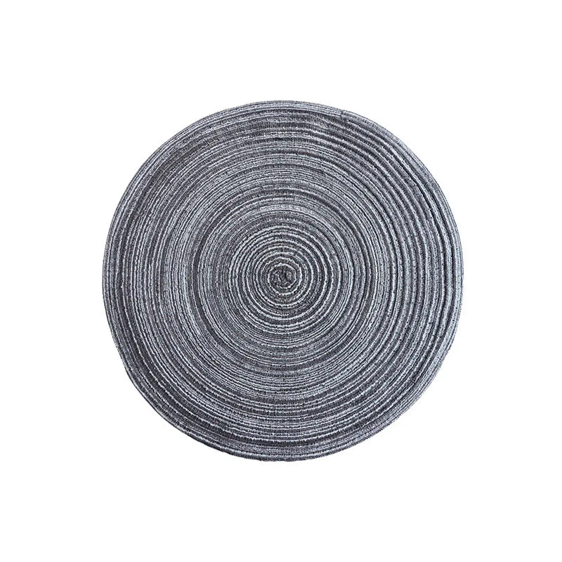 napperon rond lin tissé motif spirale rustique dessous verre anti brûlure table