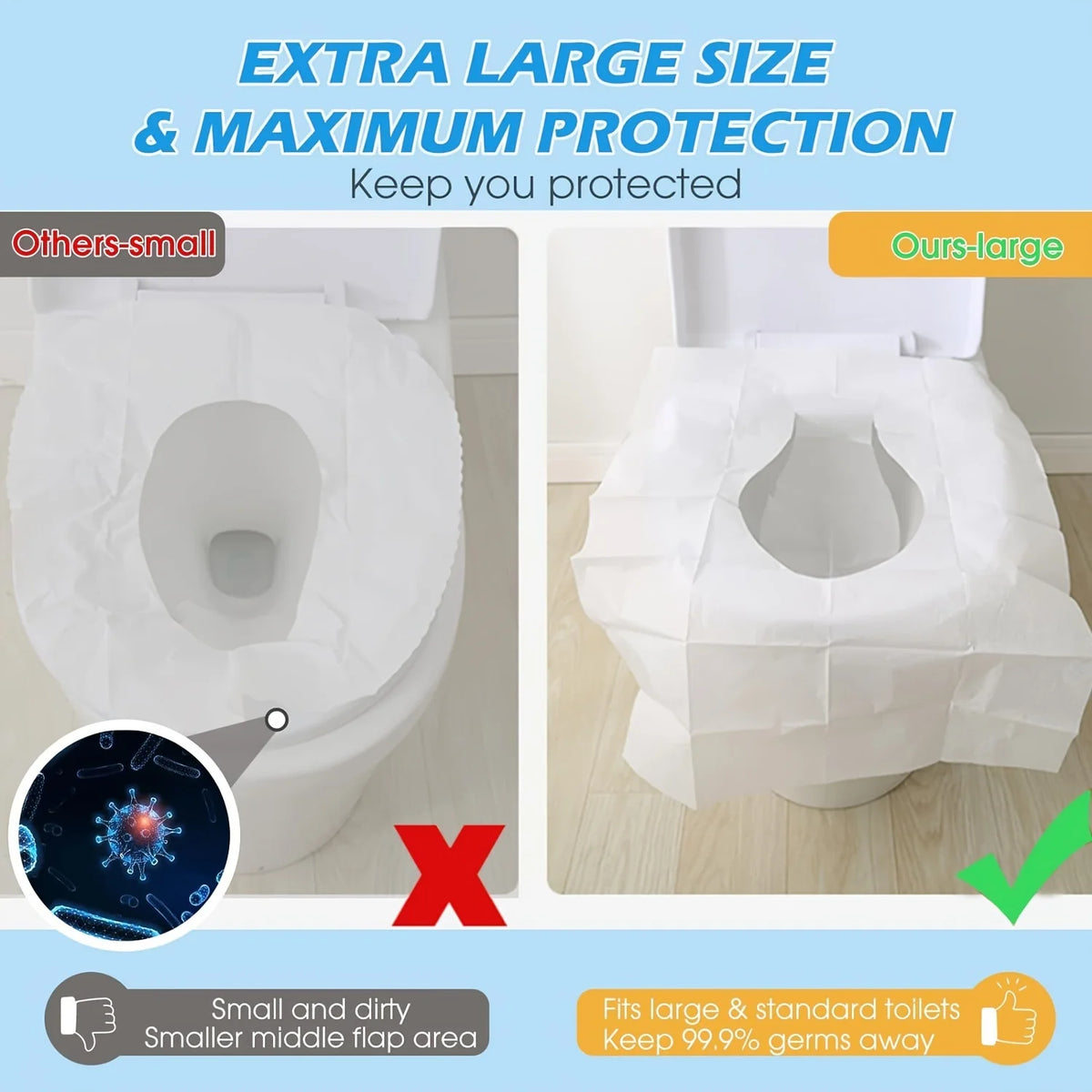 couvre siege toilette jetable blanc hygienique portable respectueux environnement pack 100 pieces