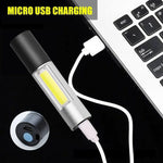 lampe torche rechargeable usb portable étanche modes commutation noir argenté moderne compact