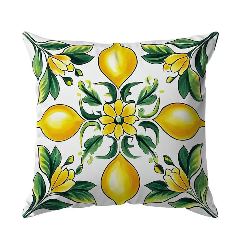 taies d'oreiller polyester citron vintage naturel fleurs blanches couleurs vives décoration maison jacinthe