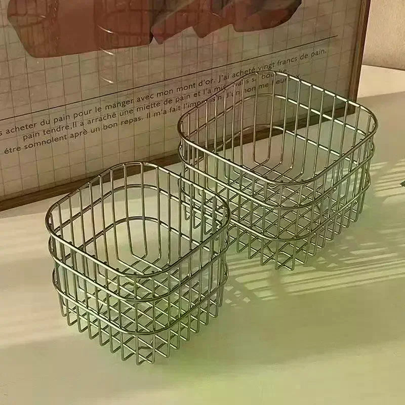panier rangement metal grille minimaliste cuisine argenté organise notes objetos minimalistes