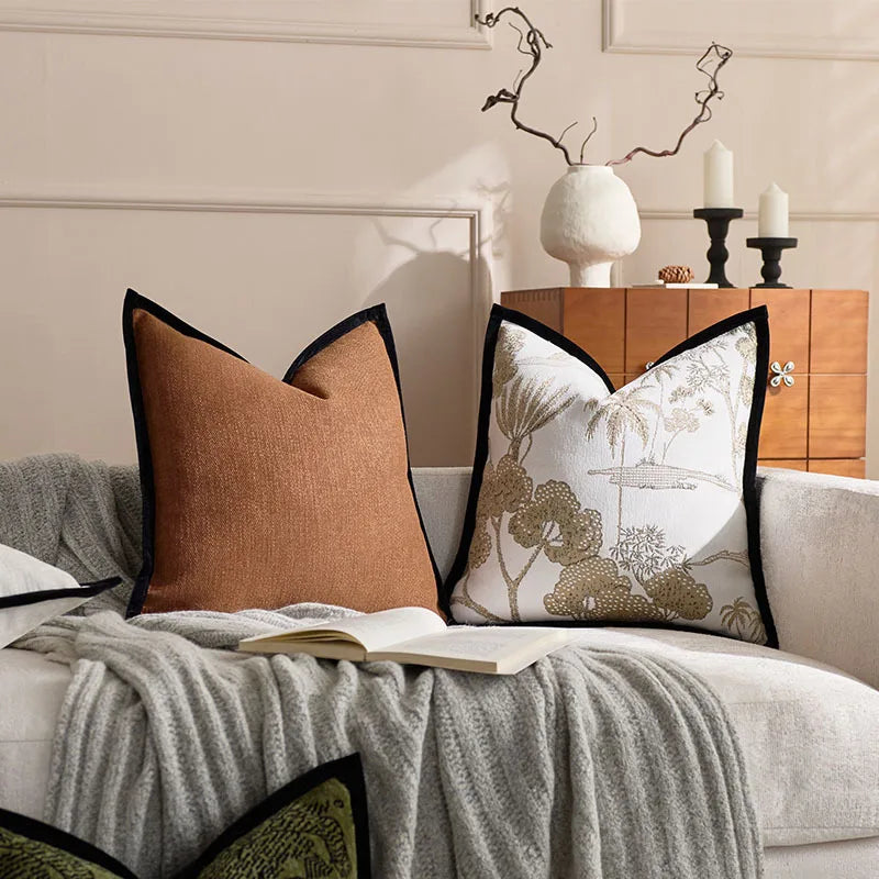 housse coussin motif floral doré moderne 100% polyester lavable 50x50cm 45x45cm 30x50cm decoration maison