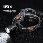 lampe frontale led sportive rechargeable modes lumiere extérieure fishing bandes élastiques orange rouge