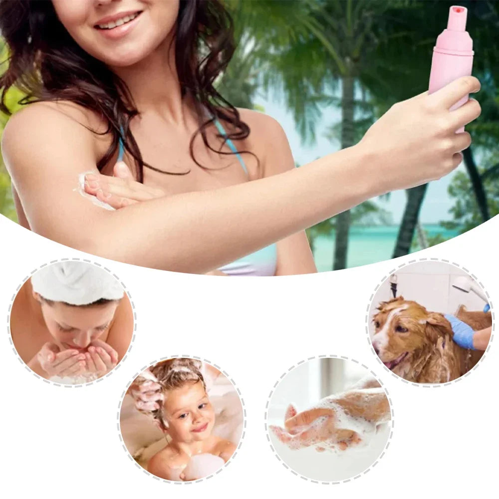 flacons mousse transparents moderne pompe 60ml noir bleu rose blanc gris rechargeables echangement