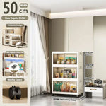 armoire rangement modulable pliable beige roulettes portes translucides jouets maison
