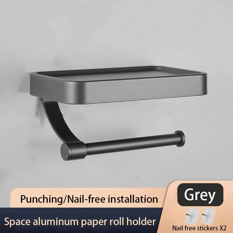 porte papier toilette étagère intégrée moderne minimaliste adhésif blanc noir gris