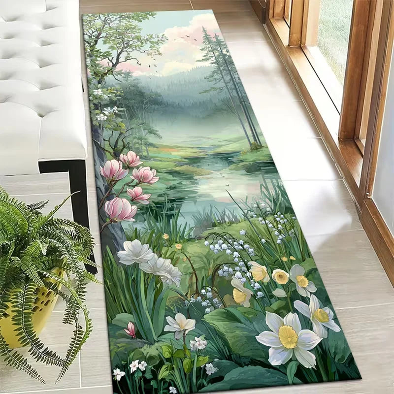 tapis moderne poissons koi paysage floral marguerites verte extérieur salon chambre commercialisation