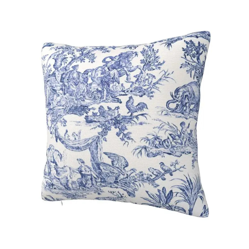 Détail de l'impression 3D double face sur la housse de coussin toile de Jouy