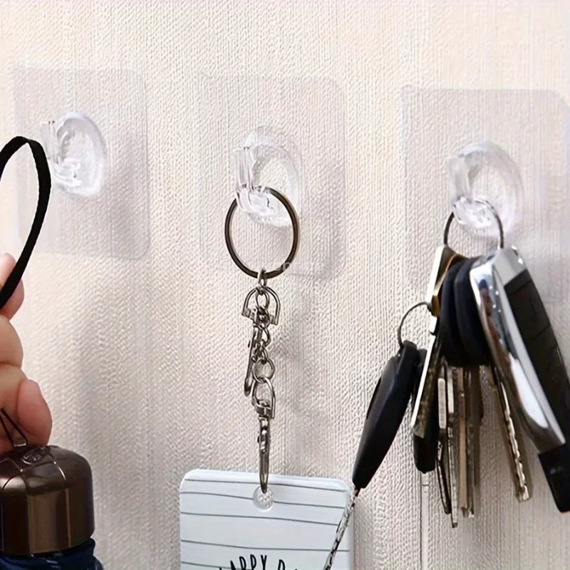 porte sacs porte clés adhésifs transparents support charge lourde multiple utilisation moderne pratique chambre
