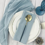 lot 50 serviettes cuisine coton bleu clair clips dorés table