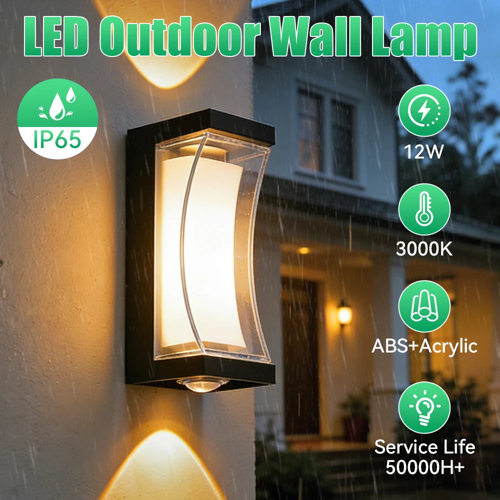 lampe murale led moderne noire blanche 12w 85265v étanche extérieure chambre entrée salle bain