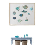 décorations murales poissons coraux bateau texture bois bleu vert beige adhésif deco marine