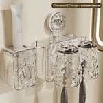 porte brosses dents gobelets transparent moderne texturé fixation suction salle bain