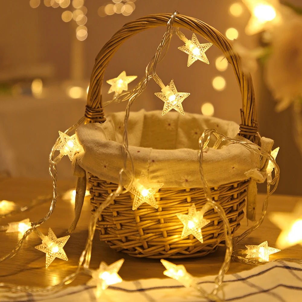 guirlande lumineuse étoiles blanc multicolore noël anniversaire halloween moderne décoration festive chambre camping
