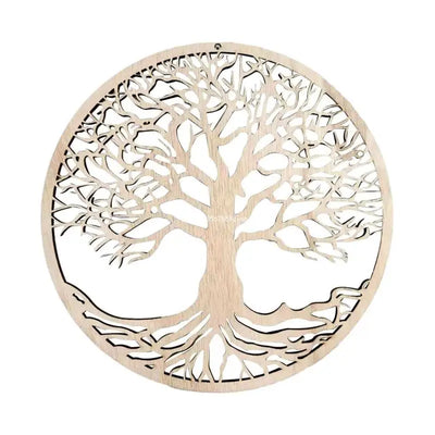 Décor mural arbre de vie en bois gris clair vu de face