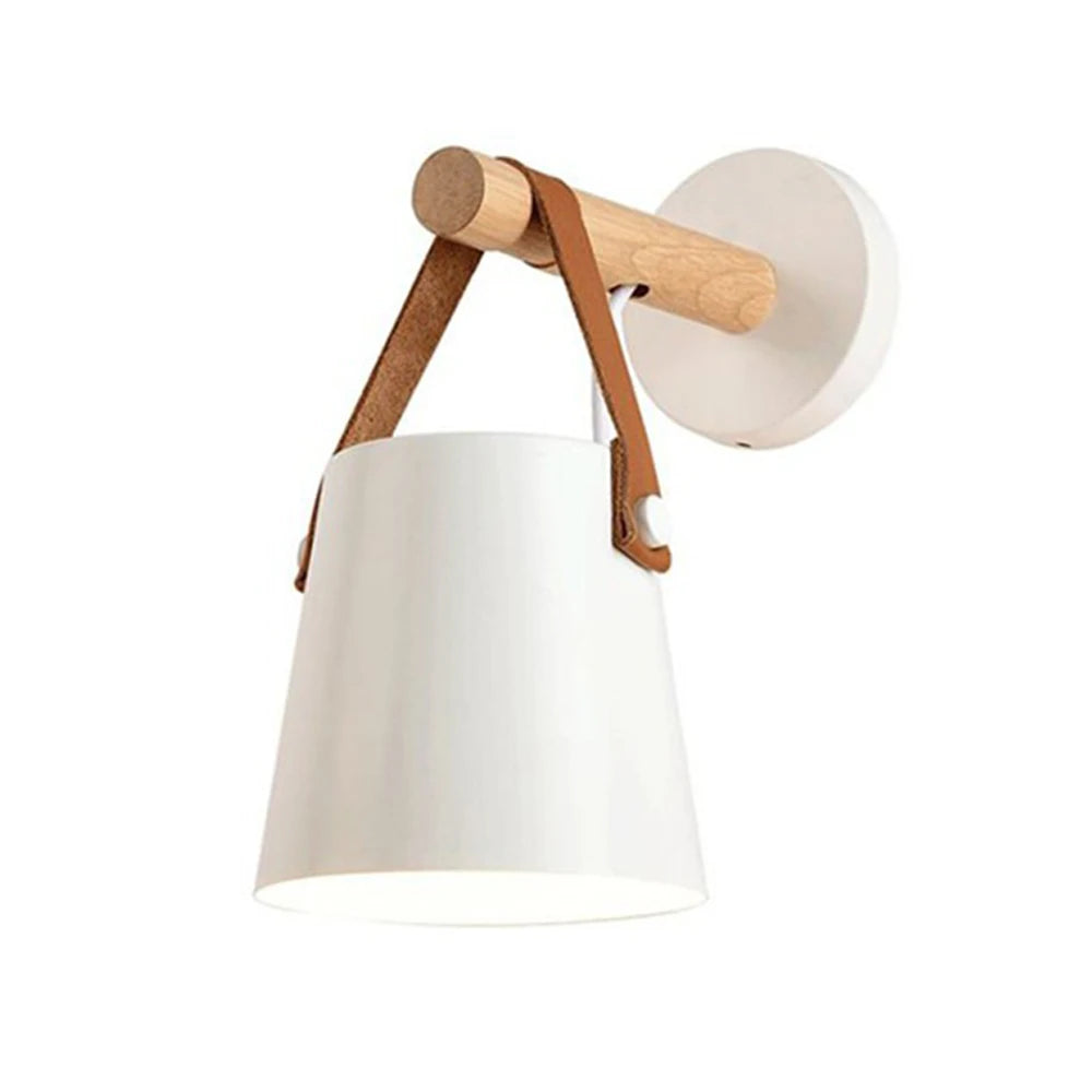 lampe murale moderne minimaliste abatjour conique sangles cuir éclairage chambre salon cuisine industriel fixée