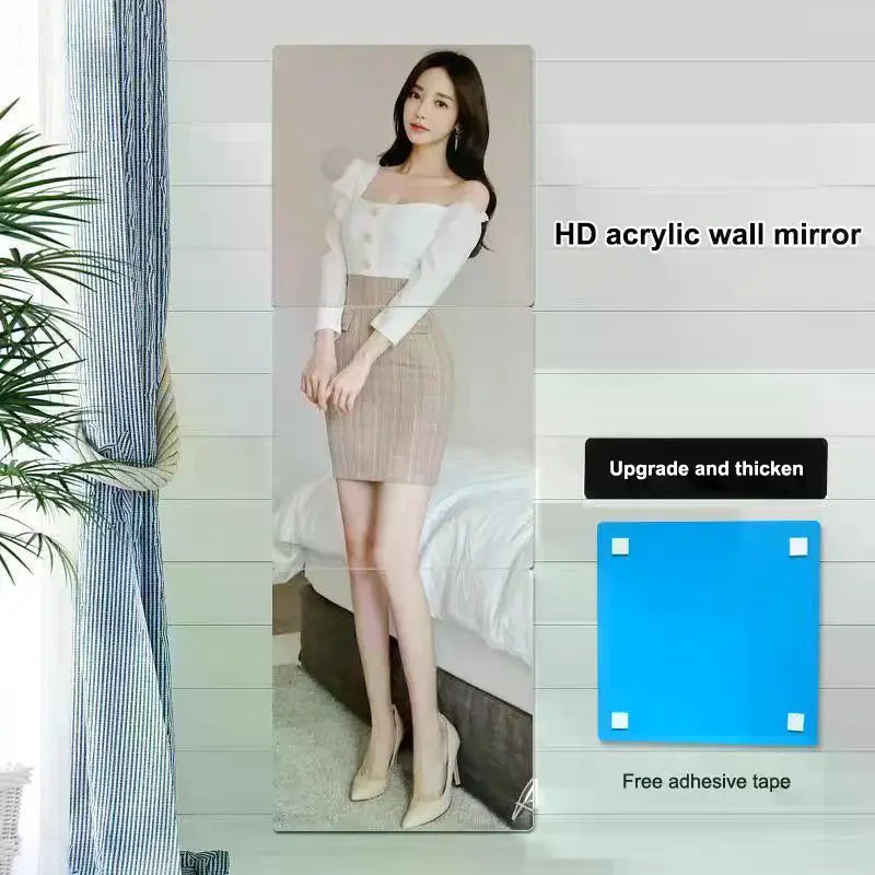 miroir mural transparent moderne adhésif vinyle décoration chambre coucher DIY
