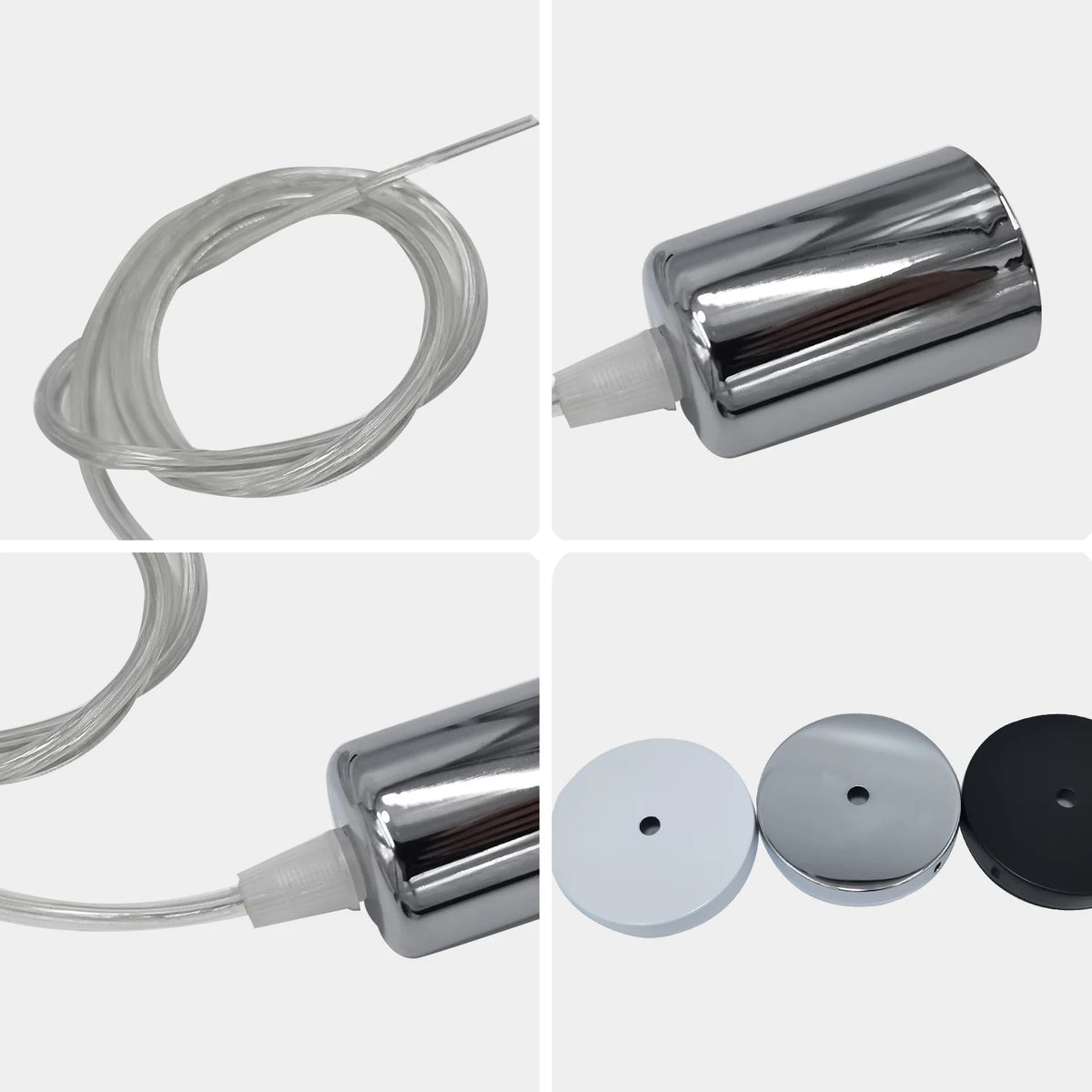 lampe suspendue moderne câble électrique 0.5m 0.8m 1m 1.5m blanc noir chrome