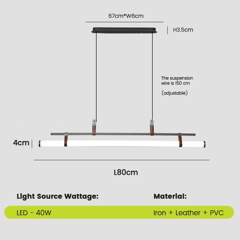 lampe suspendue moderne cuir marron noir suspension salon restaurant intérieur lumière décorative