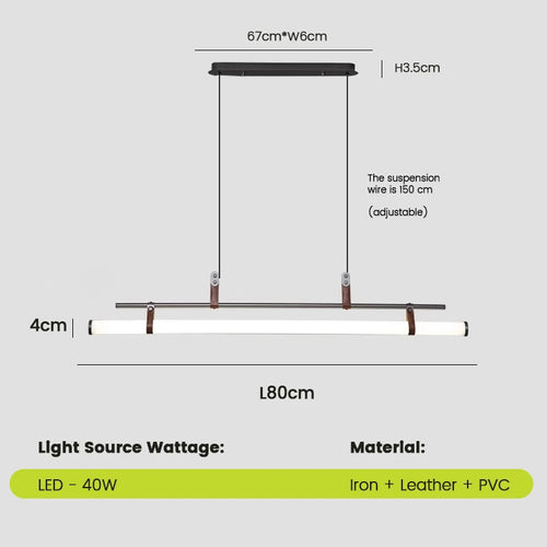 lampe suspendue moderne cuir marron noir suspension salon restaurant intérieur lumière décorative
