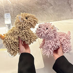 serviette éponge animale bleu rose beige gris peluche adhésive mignonne créative simple