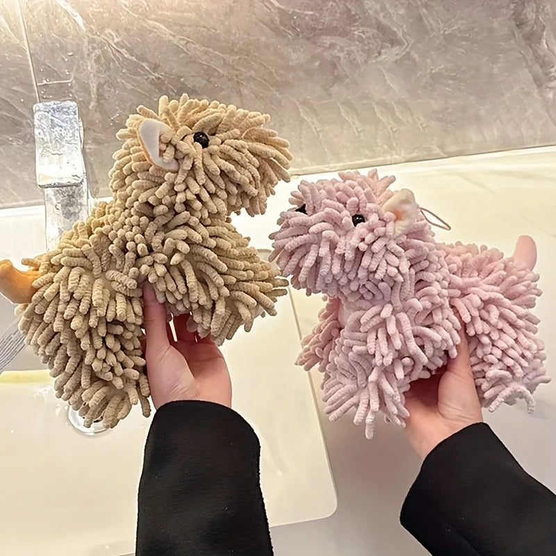 serviette éponge animale bleu rose beige gris peluche adhésive mignonne créative simple