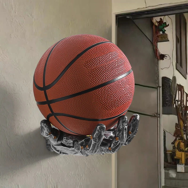 balle basket ball orange noire texture rugueuse moderne support mur rack.storage respectueux environnement