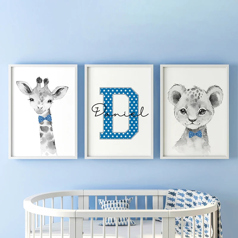 affiches dessin animé animaux polka dot lettres décoratives moderne toile sans cadre chambre salon