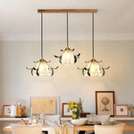 suspension lumineuse led transparente fleurs stylisées moderne vintage chambre restaurant
