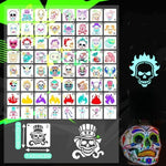 stencils pochoirs peinture tissu artisanat dessin motifs floraux champignons lunes étoiles