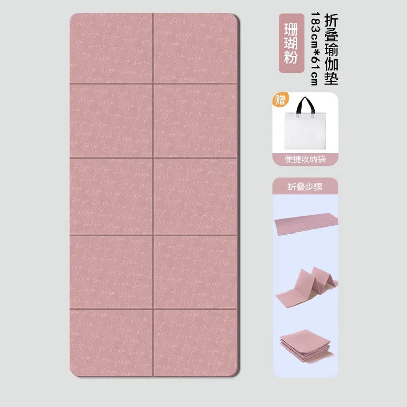 tapis yoga pliable rose corail motif géométrique moderne 80cm 183cm tpe FITNESS yoga maison