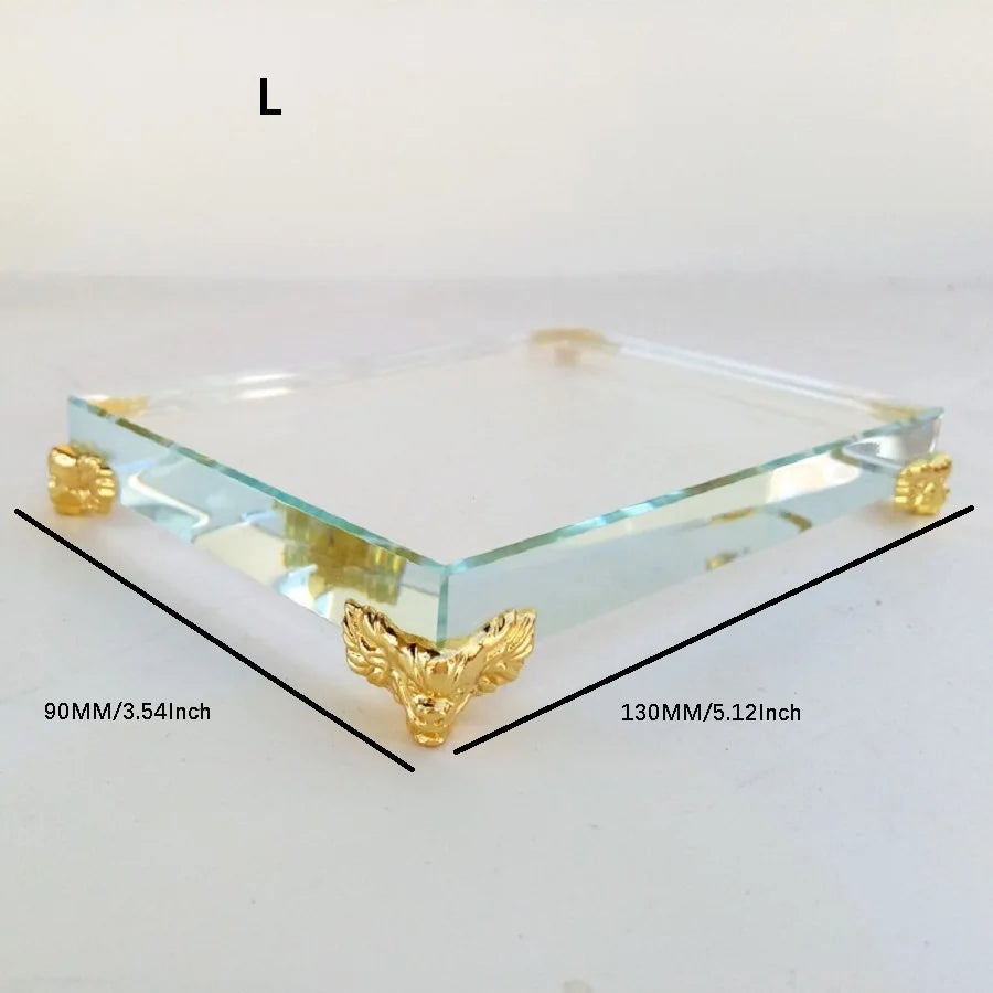 présentoir verre vert clair doré ornements végétaux animaux stylisés baroque deco chambre moderne