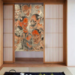 rideau orange fantastique démoniaque visages effrayants art traditionnel japonais intimité cuisine salle bain