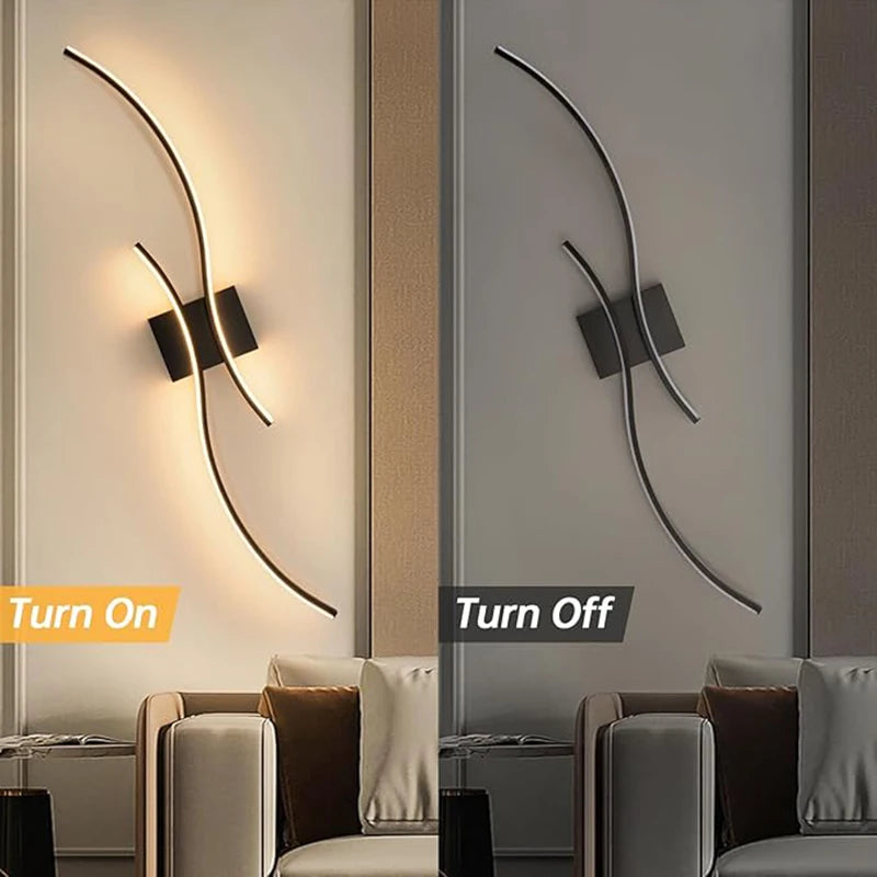 appliques murales led blanc noir ondulé contemporain aluminium silicone 60cm 80cm