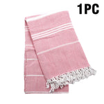 serviette plage rayée rose clair coton absorbant rapide sèche moderne minimaliste tassel