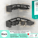 étagère salle bain angle double couche adhésive blanche noire moderne multifonctionnelle rangement muralement fixée