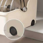bac rangement moderne boîte stockage réutilisable roulettes poignée beige clair plastique
