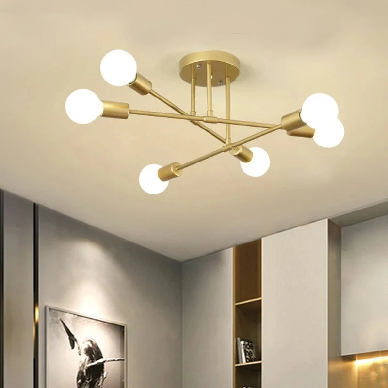 plafonnier led or noir moderne éclairage quotidien contemporain chambre salonSuspens fer flux lumineux minimaliste