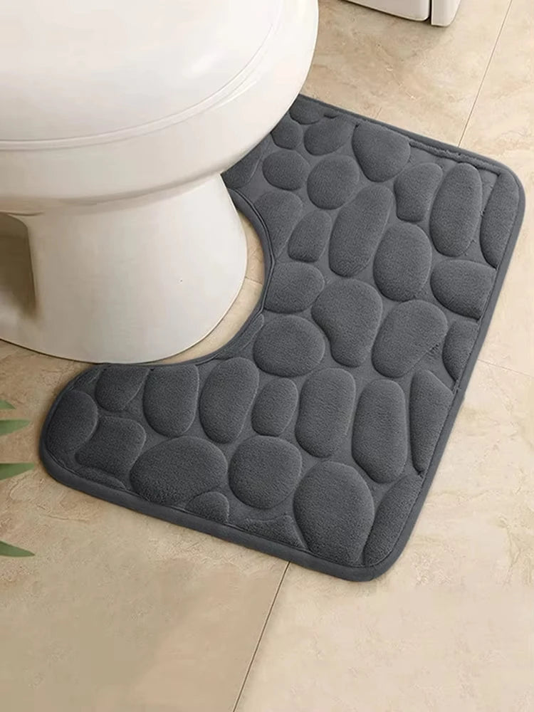 tapis bain doux gris foncé motifs pierres moderne 50cm longueur 40cm largeur absorbant eau