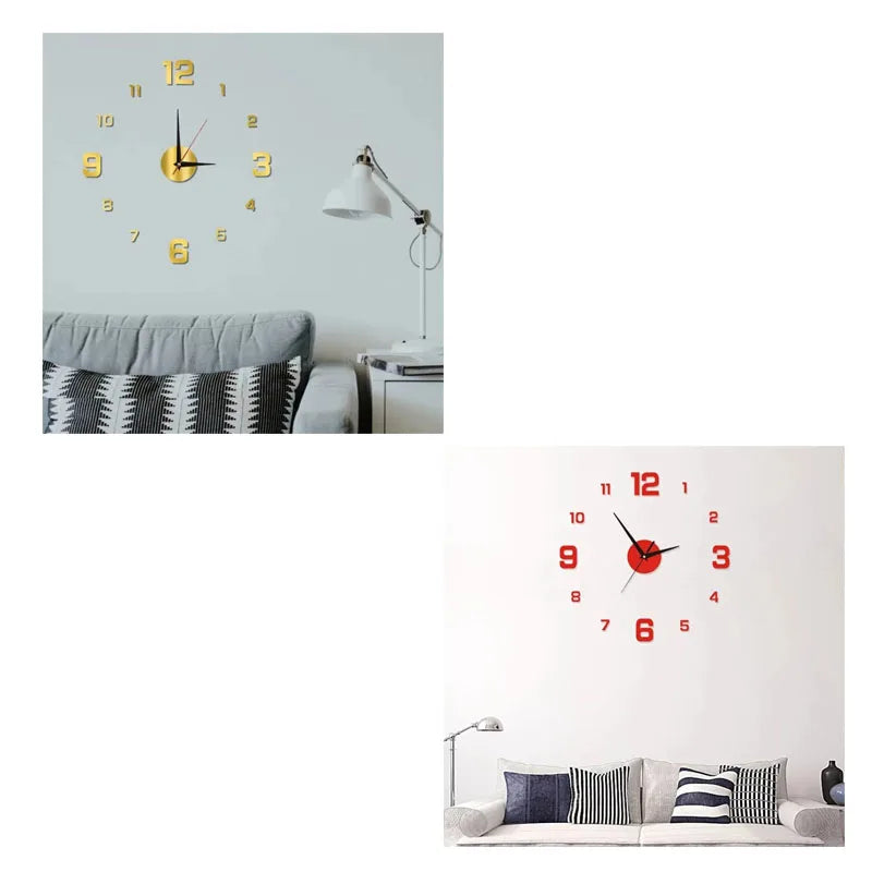 horloge murale moderne vert fluo rouge blanche dorée noire adhésive numérique salon chambre coucher