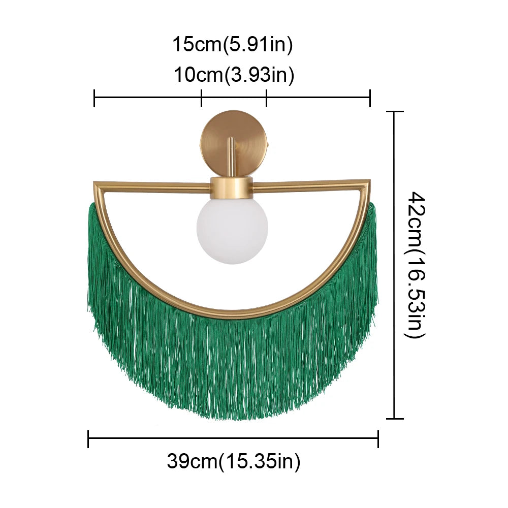 applique murale moderne or blanc rose vert jaune franges acier inoxydable murale led élégante