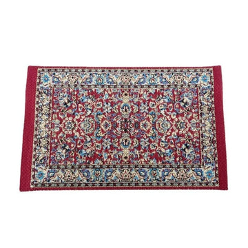 tapis ornements floraux géométriques classique rouge bleu rose beige vert adhésif poupées accessoire