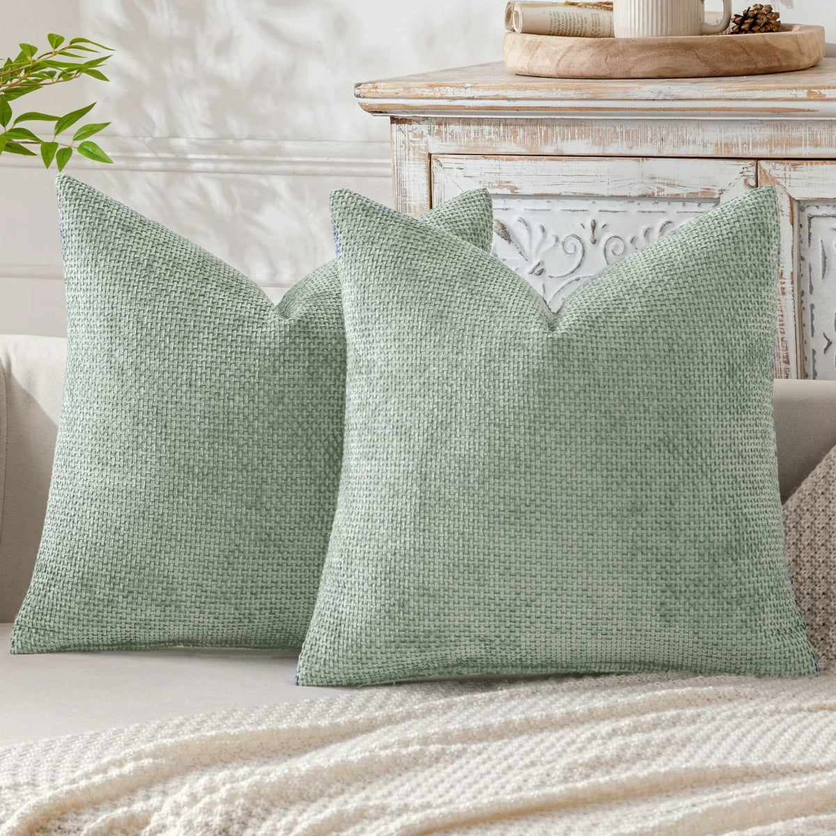 housses coussin décoratives polyester beige gris contemporaines simples maison neutres