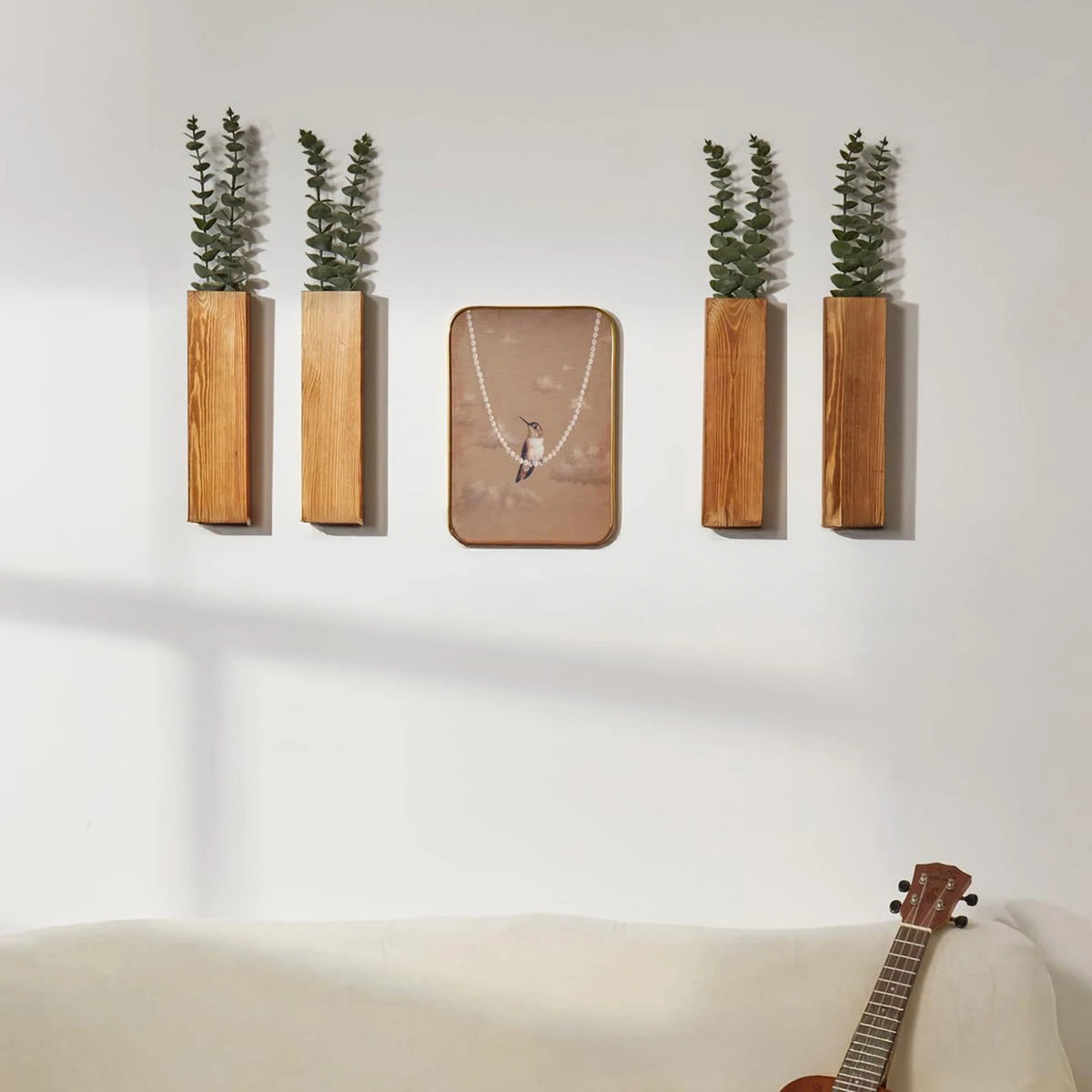 jardinière murale bois plantes vertes vase suspendu minimaliste support mural salon decoration
