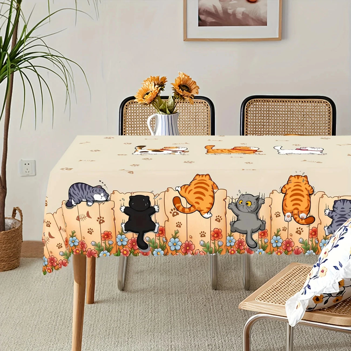 nappe imperméable chats poissons fleurs moderne extérieur printemps été automne hiver machine
