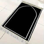 tapis prière musulman noir blanc arc minimaliste polyester extérieur voyage pliable portable