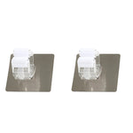 porte balai adhésif moderne violet bleu gris rondelle blanche transparente support crochets mur