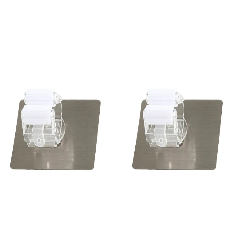 porte balai adhésif moderne violet bleu gris rondelle blanche transparente support crochets mur