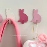 porte clés chat rose clair blanc silhouette simple minimaliste moderne auto adhésif muraux non